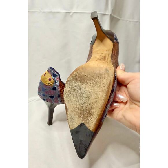 Cole Haan Collection ANGELIA Croc Print Leather Bow Pumps N4991 Size 9B - Picture 10 of 10